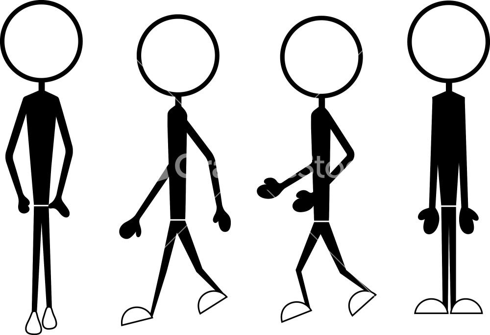 Stick Figure Characters Positions Stock Image