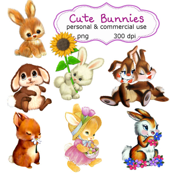 Clip Art: Cute Bunnies Png Digital Images no by graphicexpress