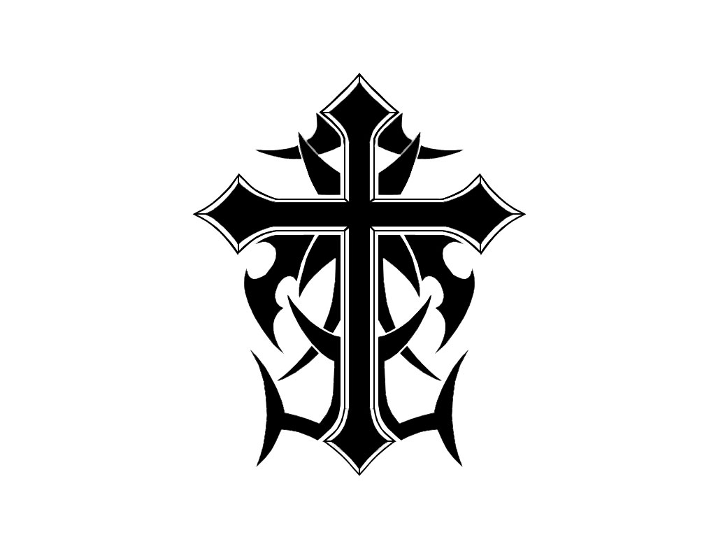 Free designs - Cross with tribal style tattoo wallpaper