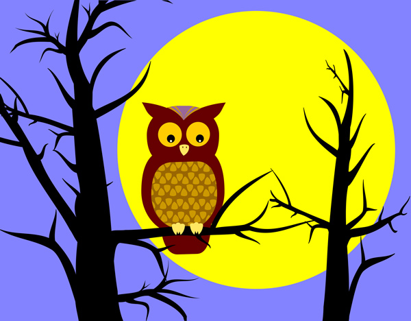 Owl in Tree - Free Clip Art