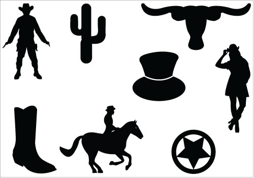 Wild West & Cowboys Silhouettes Vector Cowgirl ClipartsSilhouette ...