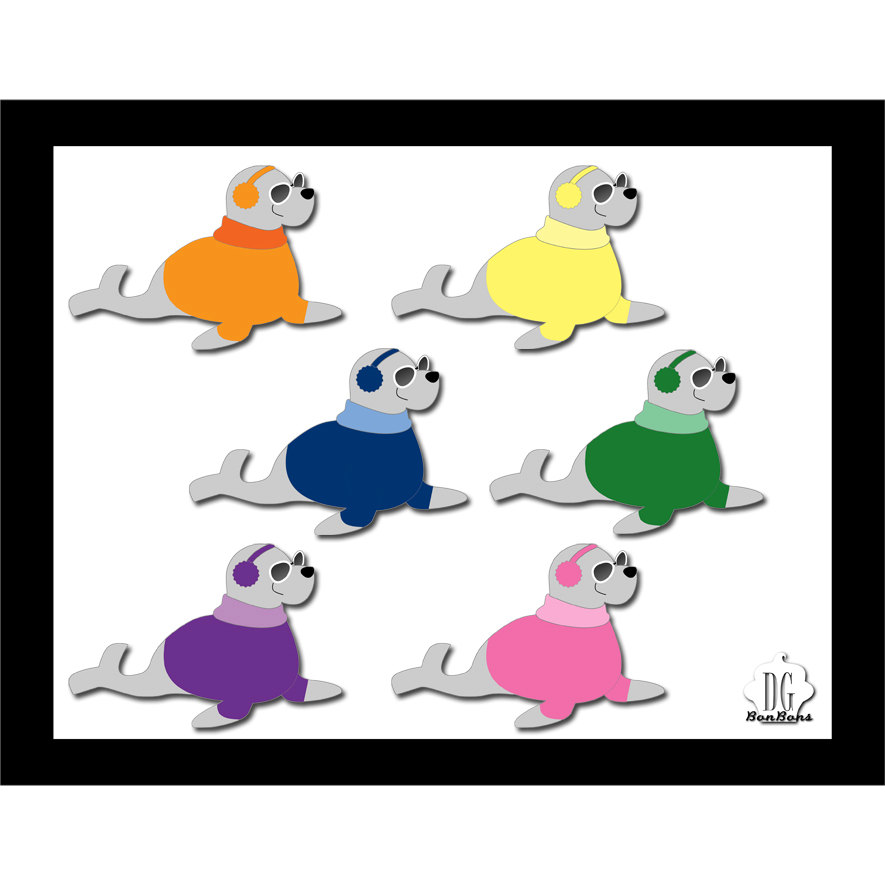 Baby Seal Clip Art Digital Clipart in Six Colors. by DigiBonBons