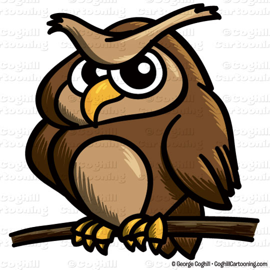 Cartoon Owl Clip Art Stock Illustration - Coghill Cartooning