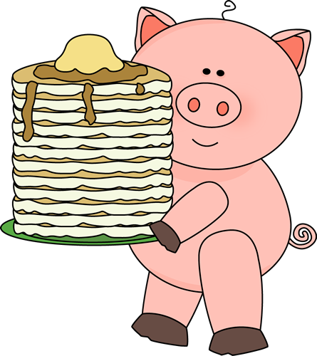 Pig with Pancakes Clip Art - Pig with Pancakes Image