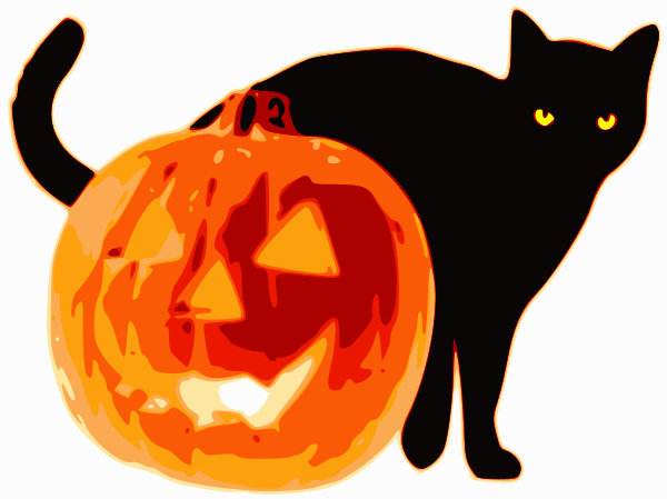 Cat and Jack-O-Lantern Clipart, vector clip art online, royalty ...