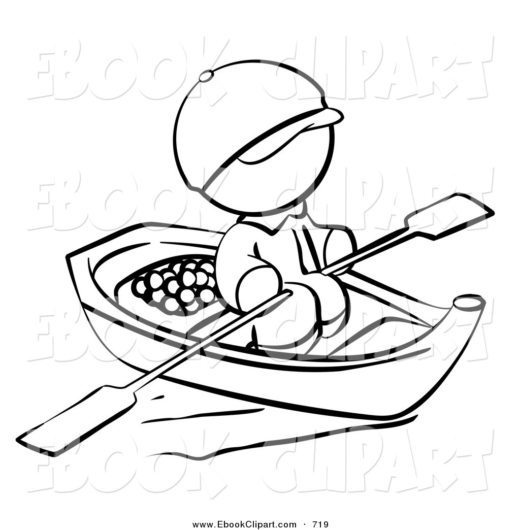 Vector Clip Art of a Black and White Human Factor Man Rowing a ...