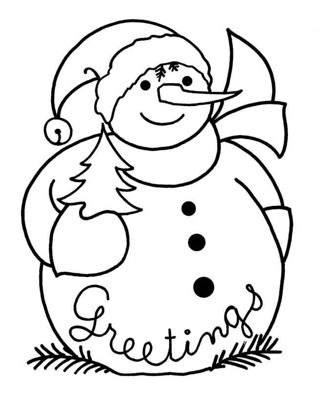 Greetings Christmas snowman Coloring Pages for kids | Best ...