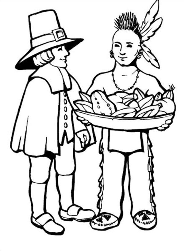 Indian And Pilgrim Colouring Pages (page 2) - Cliparts.co