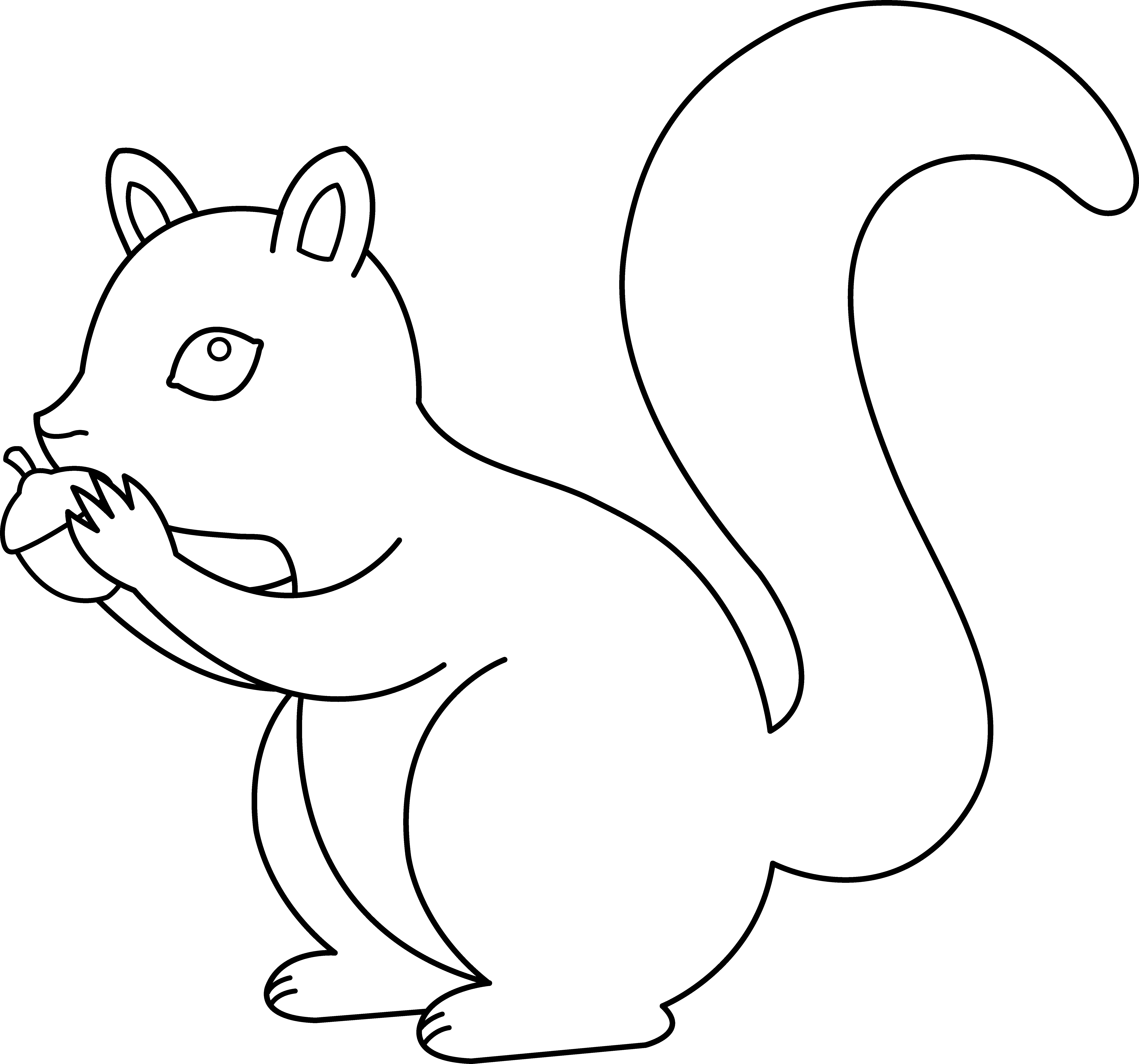 Cute Squirrel Line Art - Free Clip Art