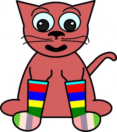 Cartoon Cat In Rainbow Socks clip art Vector clip art - Free ...