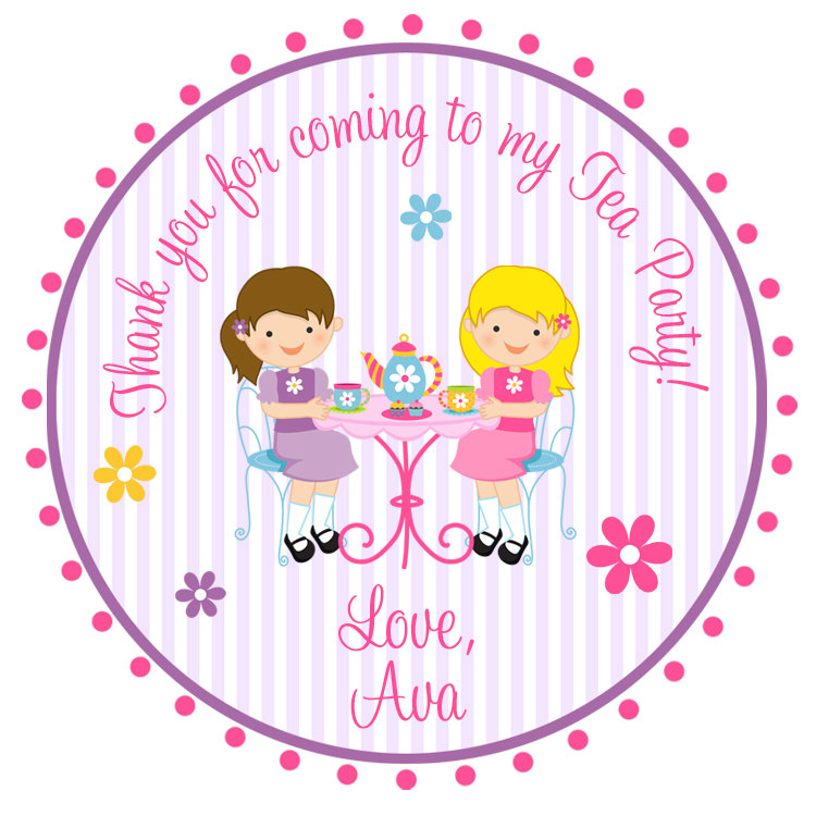 Tea party birthday stickers tea party by TheButterflyPress