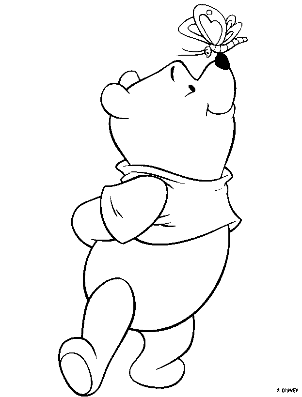 Winnie the pooh with butterfly coloring pictures