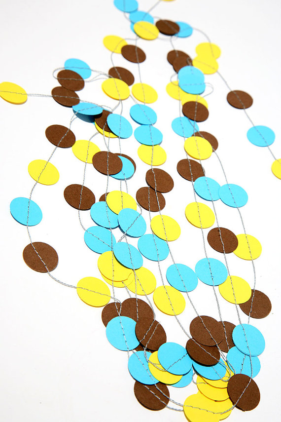 Blue yellow and chocolate brown garland by TransparentEsDecor