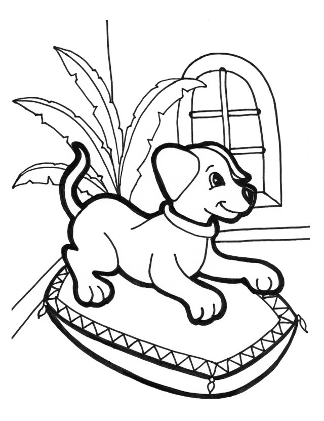 Cute Puppies And Pillow Coloring Page Wallpaper | ViolasGallery.
