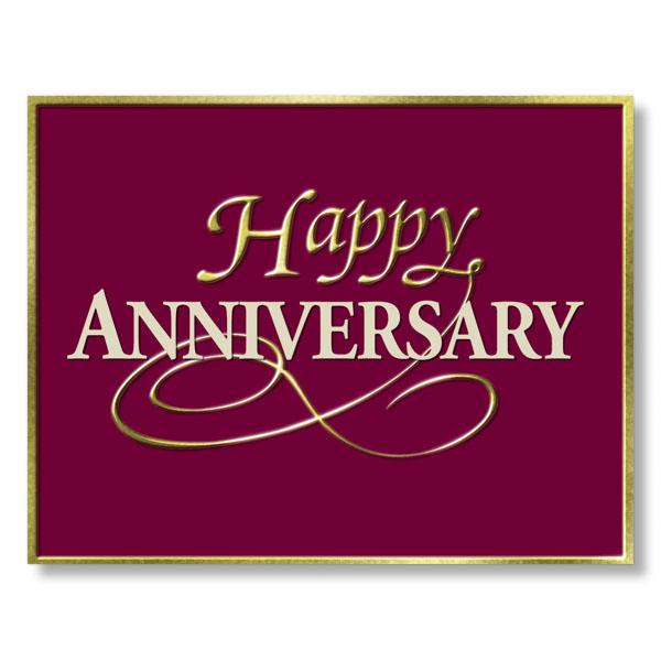 Burgundy & Gold Happy Anniversary Cards for a Professional Message