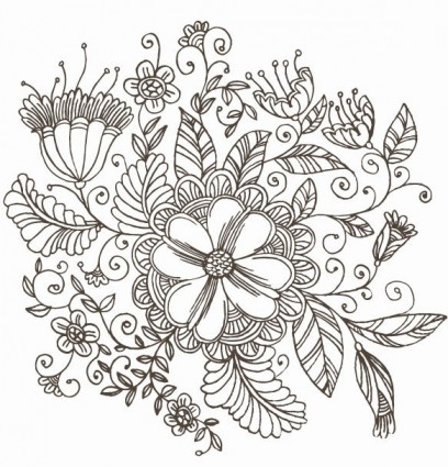 Line Drawing Swirl Flower Pattern Vector Graphic Free vector in ...