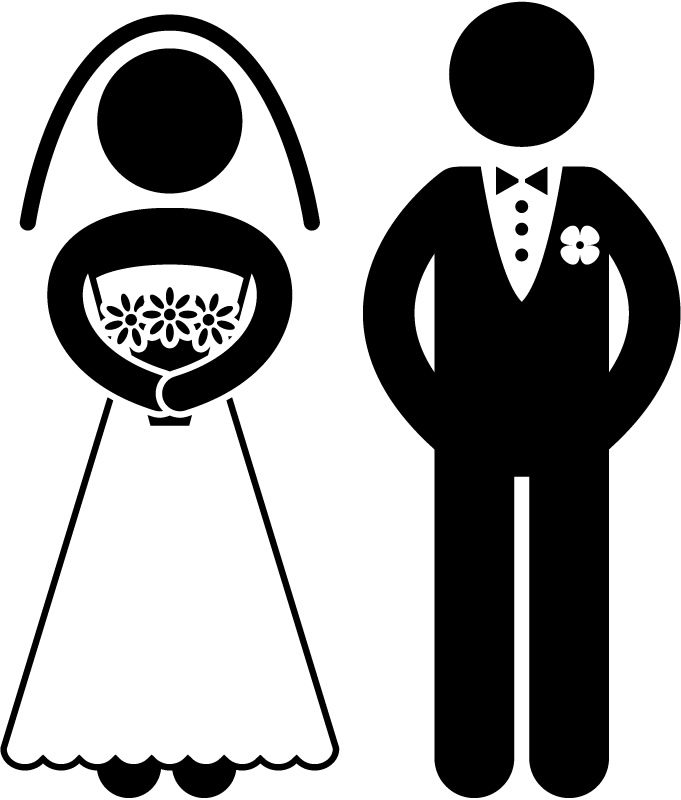 Bride and Groom Silhouette Wall Sticker Wedding Wall Art Decal ...
