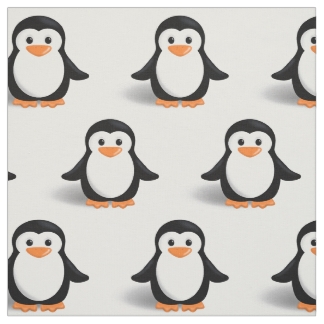 Penguin Cartoon Fabric for Upholstery, Quilting, & Crafts | Zazzle