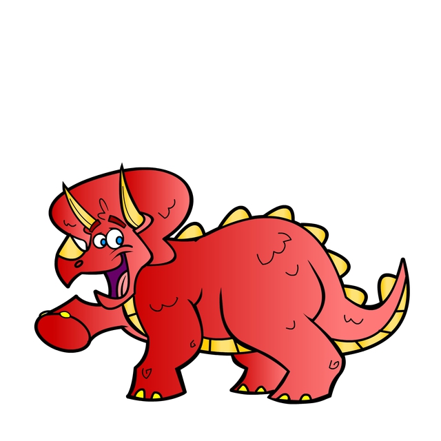 Draw a Cartoon Dinosaur - Draw a Triceratops Dinosaur Cartoon