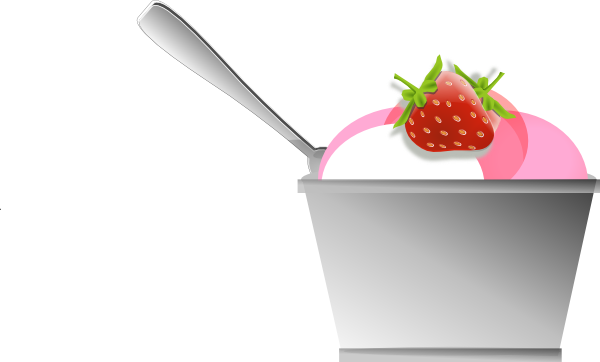 Strawberry Ice-cream In A Dish With A Spoon Clip Art at Clker.com ...