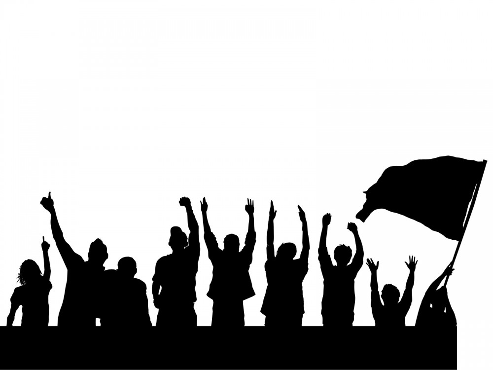 Black and white protest clipart PPT Backgrounds - Black, Design ...