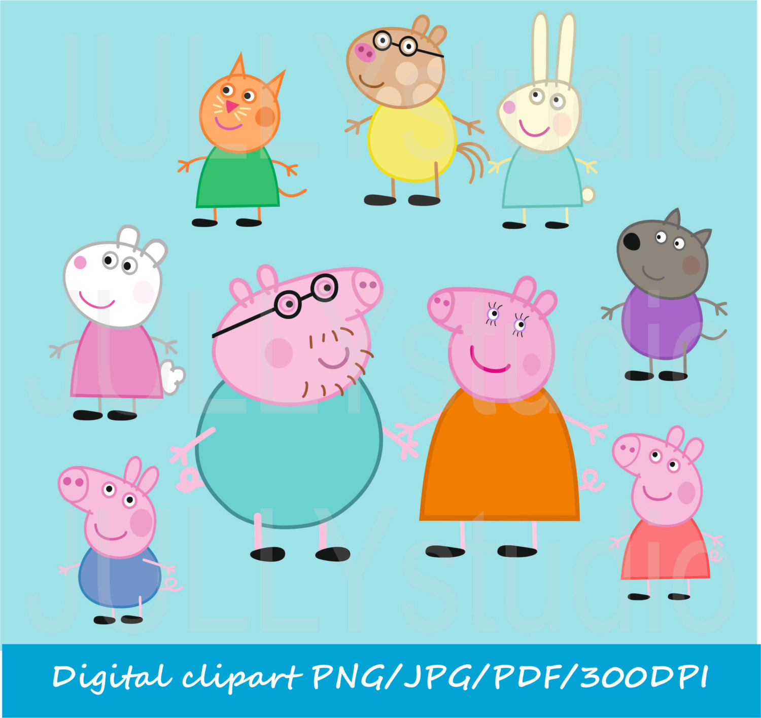 Popular items for peppa pig clip art on Etsy