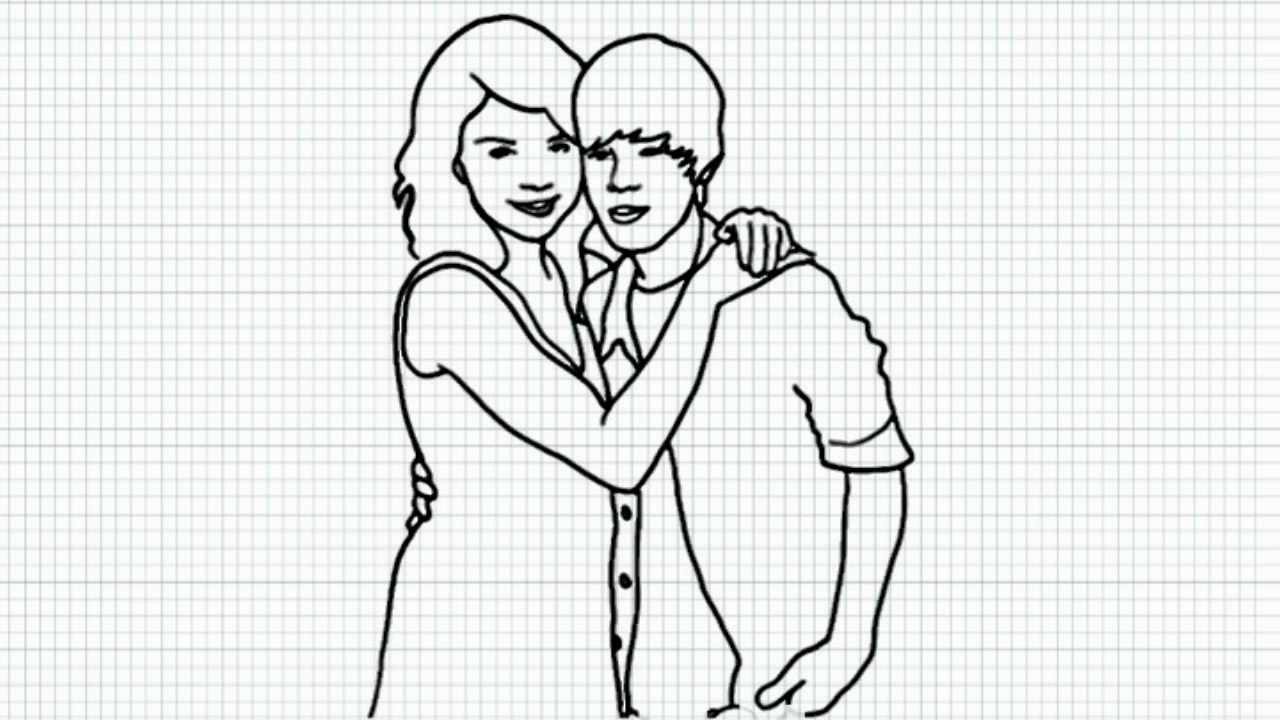 How to Draw Selena Gomez and Justin Bieber - Video - Easy Drawing ...