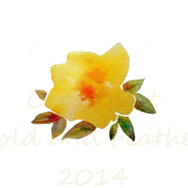 Bright Yellow Flower Clip Art Watercolour by GoldAndFeather