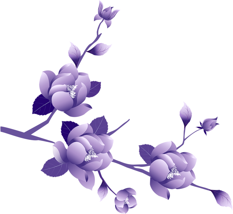 Transparent Painted Large Purple Flower Clipsrt