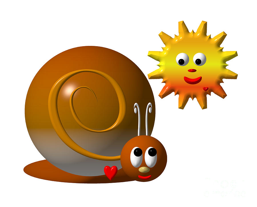 Cute Snail With Smiling Sun by Rose Santuci-Sofranko - Cute Snail ...