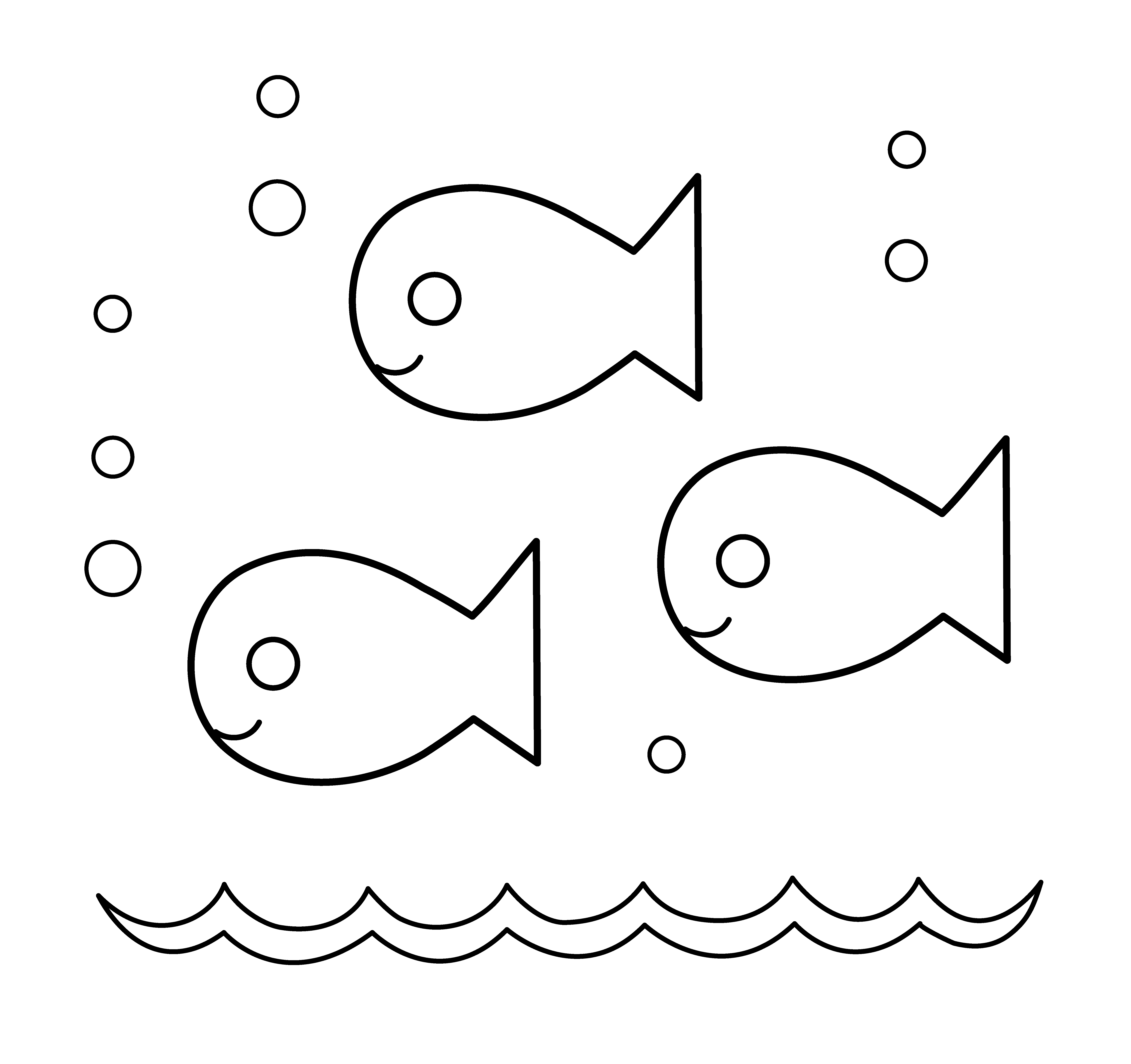 Cute Fishies Coloring Page - Free Clip Art