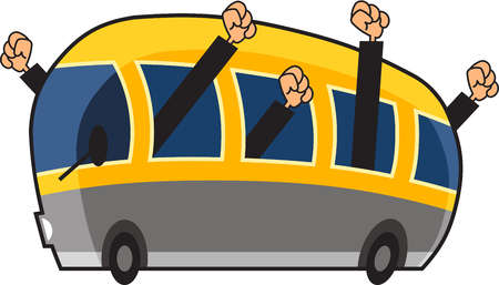 Stock Illustration - Illustration of a yellow bus with arms ...