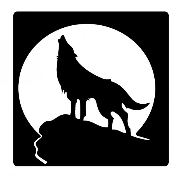 Howling wolf silhouette and full moon | Download free Vector ...
