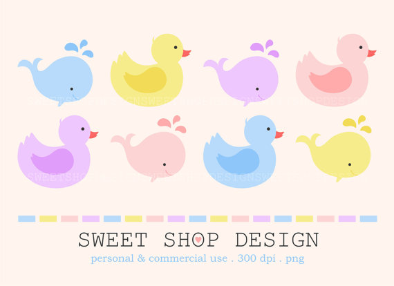 50% OFF SALE Baby Shower Clipart Duck & Whale by SweetShopDesign