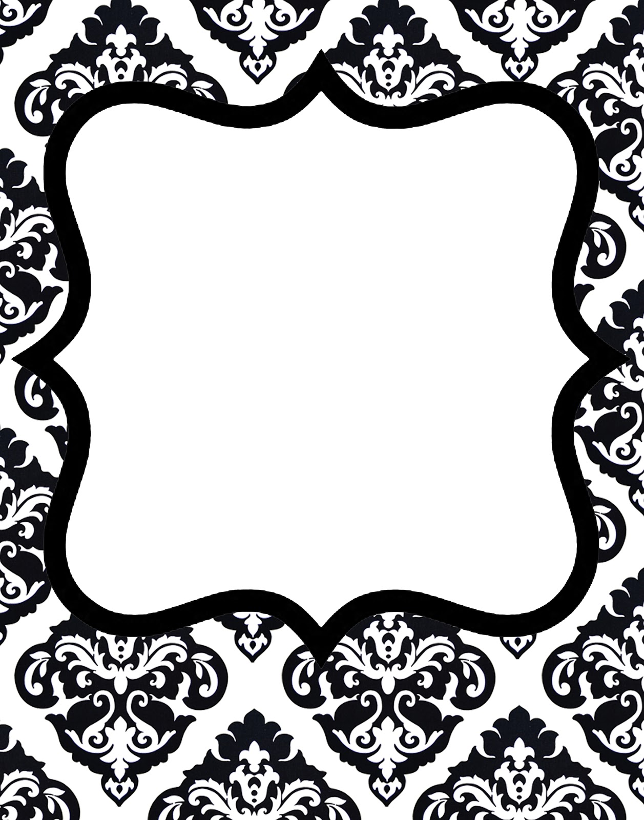 Doodle craft freebie 1 gorgeous damask invitations | Black ...