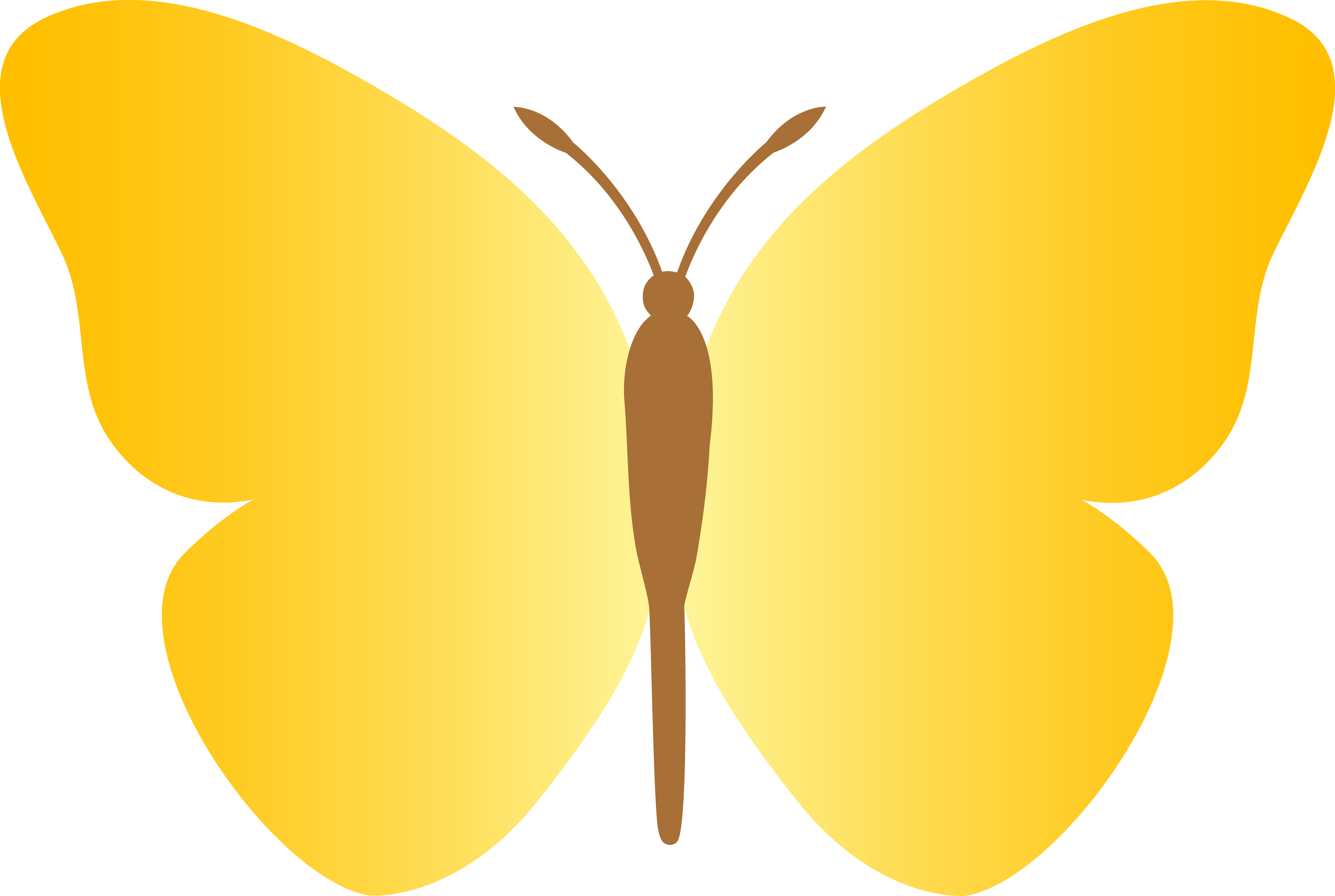 Simple Yellow Butterfly - Free Clip Art