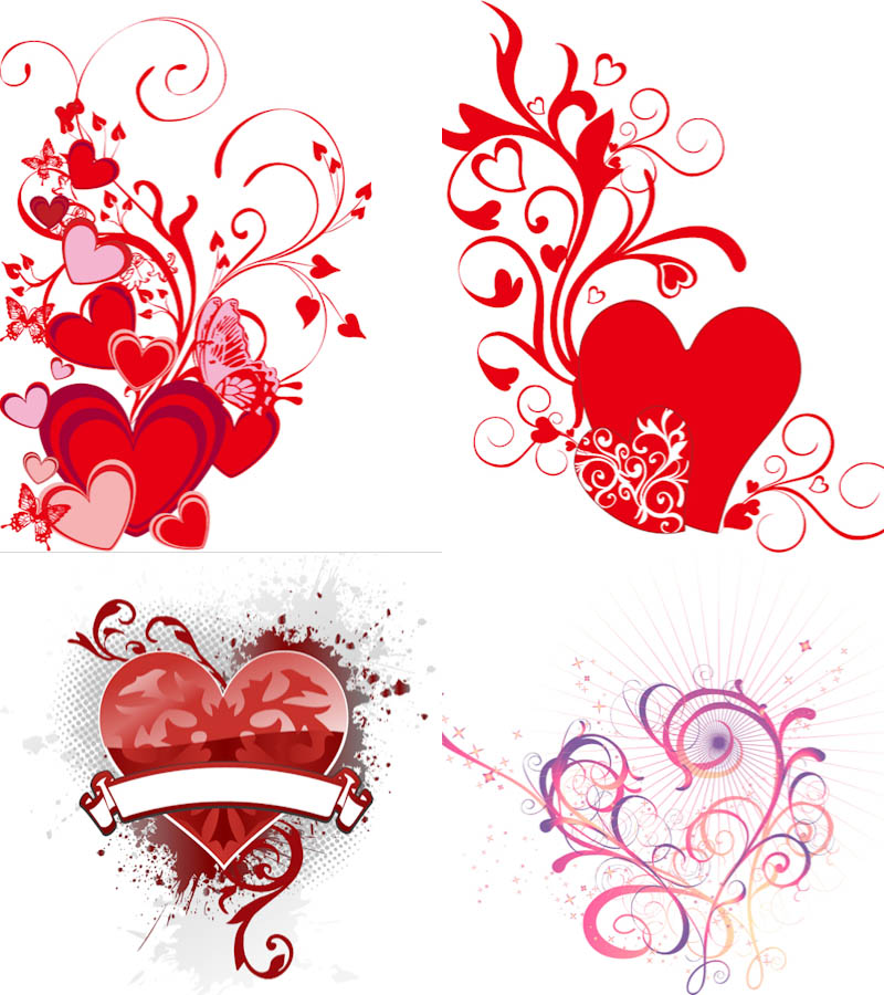 Heart decorated with curls vector | Vector Graphics & Vector ...