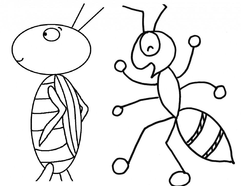 Cartoon Grasshopper Coloring Book Colouring Black White Line Art ...