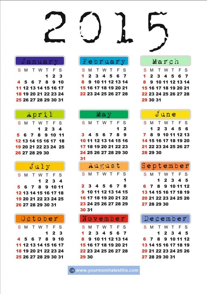 FREE Pprintable 2015 Calendar | Planner Ideas | Pinterest