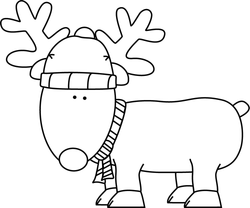 Black and White Christmas Reindeer Clip Art - Black and White ...
