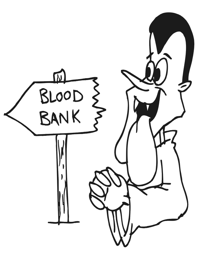 Vampire Coloring Page | Vampire Going To Blood Bank