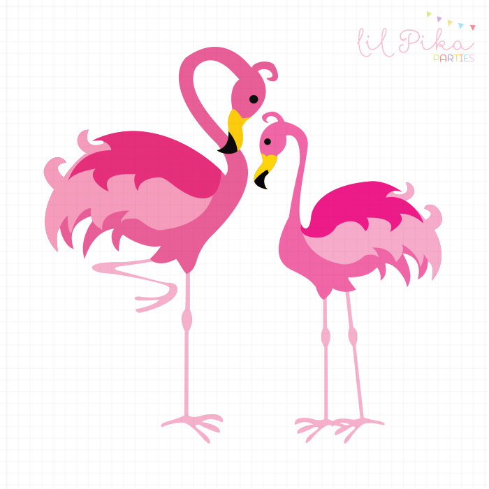 Pink Flamingos Clipart by LilPika on Etsy