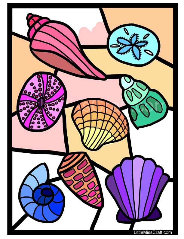 Crafts - Seashell Stained Glass Coloring Page