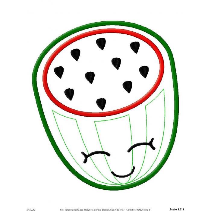 Kawaii Slice Watermelon Applique Design