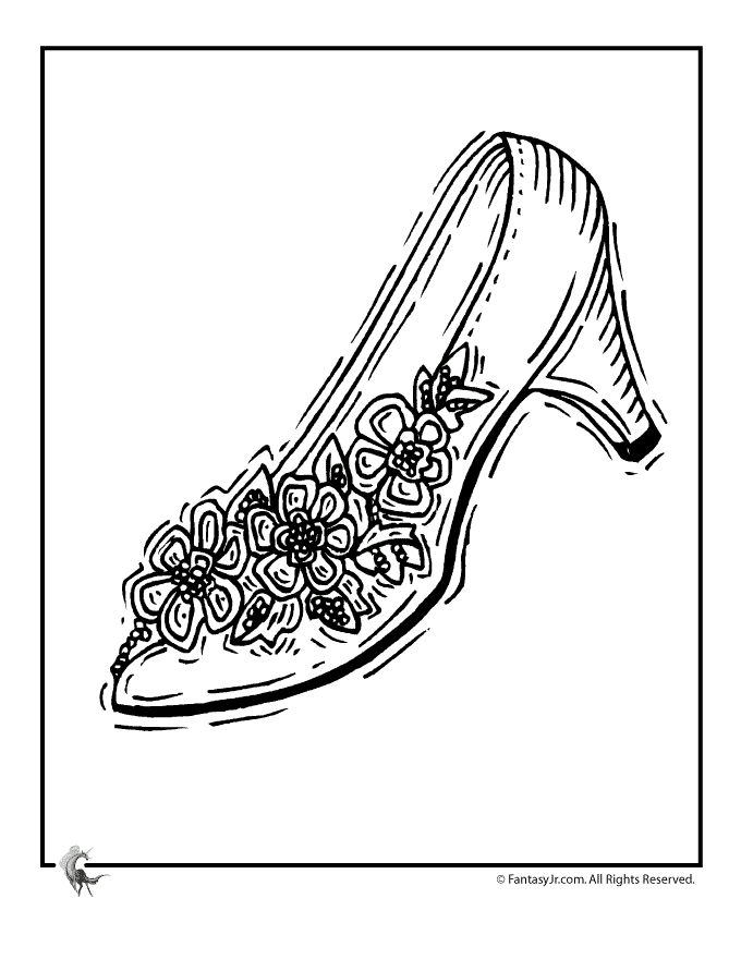Fantasy Jr. | Cinderella's Glass Slipper Coloring Page