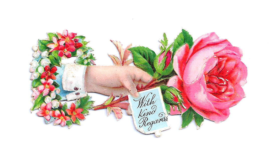 Antique Images: Flower Clip Art: Victorian Die Cut of Pink Rose ...