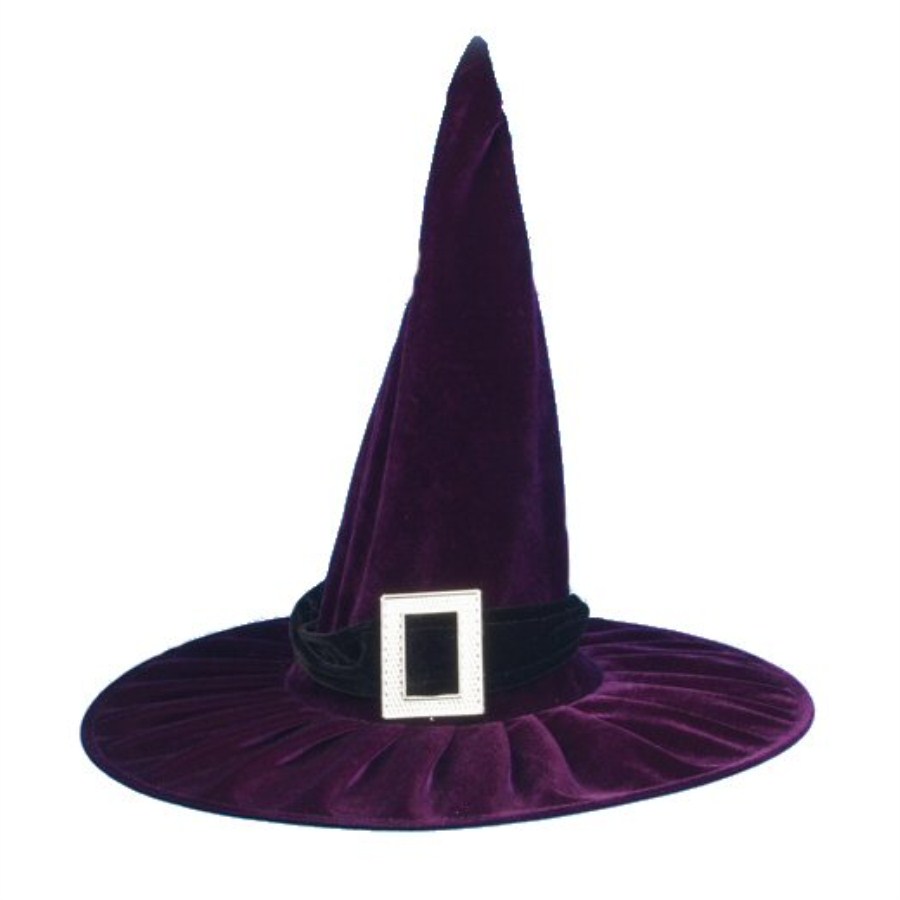Witch Hat Purple Velour With Black Band & Silver Buckle Fancy ...