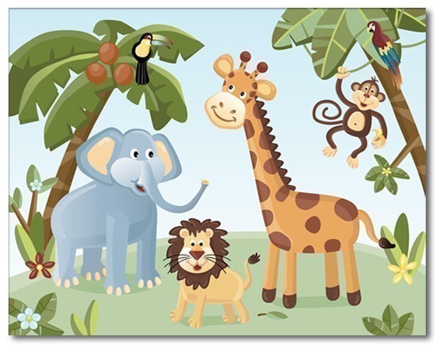 Nursery wall art print Jungle Safari Animals by smileywalls