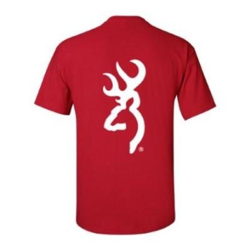Amazon.com : Browning T Shirt That Is Red With White Buckmark Deer ...