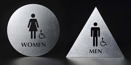 Why do bathroom signs use circle and triangle shapes ...